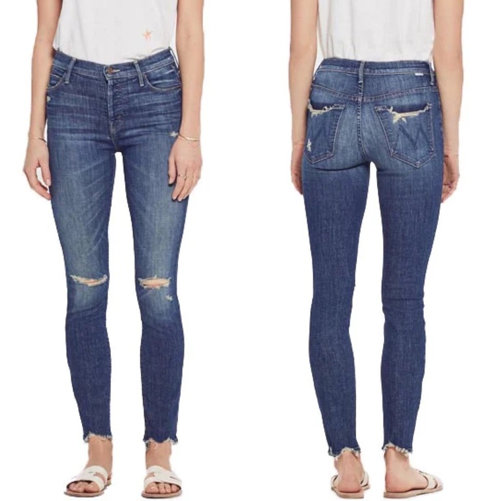 MOTHER. The stunner chew off duty. Distressed skinny button fly high waisted 25